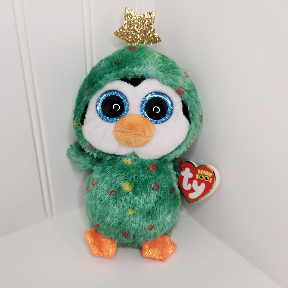 Ty Beanie Boos Noel Penguin Plush Christmas 6 inch Green Holiday Stuffed Animal